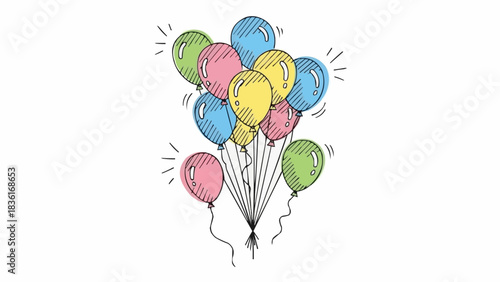 Colorful Hand Drawn Balloons for Festive Celebrations and Parties.
