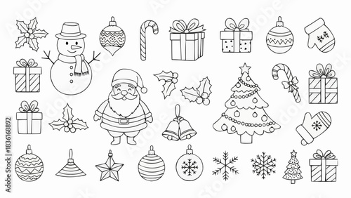 Hand-drawn Christmas Doodles and Festive Holiday Elements Collection.
