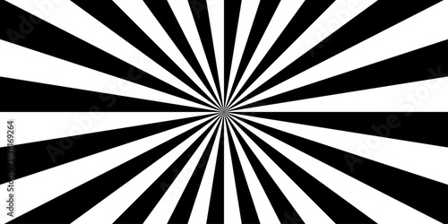 sunburst pattern white and black design. Vintage sunrays illustration swirl line. sun beam vector banner design pop art comic burst gradient concept pattern.	