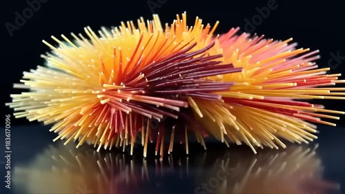 Colorful Spaghetti Burst - A Vibrant Abstract Food Art Display.
