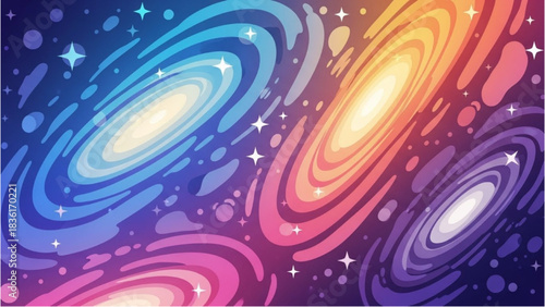 Colorful Galaxy Landscape A Cosmic Array of Stars and Galaxies