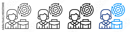 Business Process Icon Different Style Outline Collection Set.