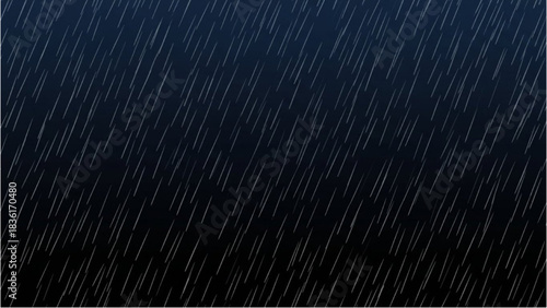 Abstract digital depiction of a rainy night, featuring a constant stream of water droplets against a dim backdrop