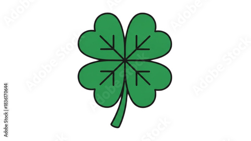 Lucky green four-leaf clover symbolizing good fortune and Irish heritage