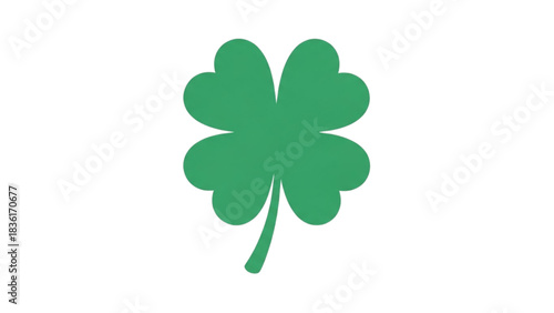 Vibrant four-leaf clover illustration, a symbol of luck and good fortune, ideal for St. Patrick's Day designs