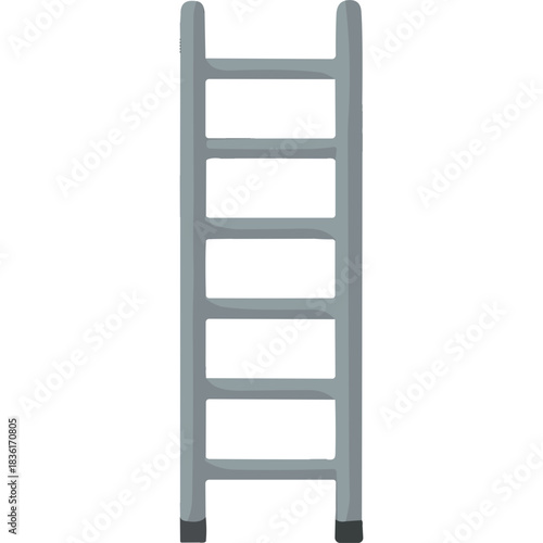 Simple Gray Metal Ladder With Six Steps Isolated On A Black Background Simple Graphic Element For Climbing And Access And Construction Industry Vector Illustration