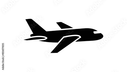 A Simple Silhouette of a Jet Airplane in Flight, Symbolizing Travel and Aviation