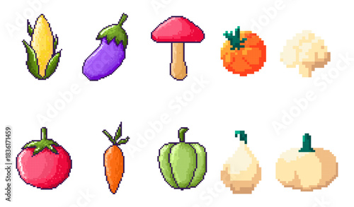 Pixel Art Food, Drinks & Celebration Items Elements Collection