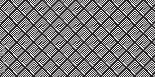 black and white fabric chevron metallic line geometric pattern square texture textile overlap design.	