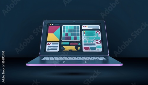 Modern Laptop Computer Displaying App UI Design