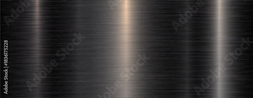 Brushed metal black texture background, shiny lustrous dark gray metallic pattern background.