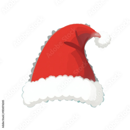 Flat colored santa hat icon illustration on plain background 
