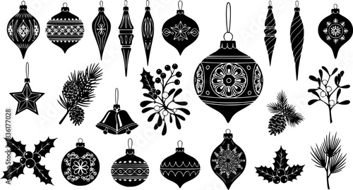 Monochrome Santa Hat Graphic Illustration Black and White Festive Holiday Headwear Christmas Celebration Accessory Winter Season Symbol Vector Design Element Isolated on White Background 