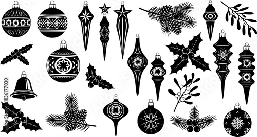 Monochrome Santa Hat Graphic Illustration Black and White Festive Holiday Headwear Christmas Celebration Accessory Winter Season Symbol Vector Design Element Isolated on White Background 

