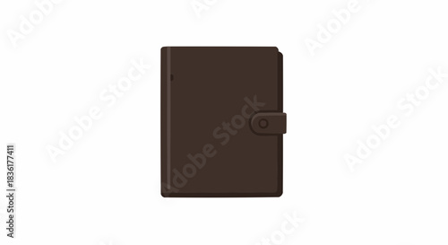 illustration of a brown notebook with Next Level text on white background and copy space