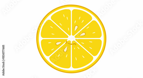 illustration of a sliced lemon with a smiley face on white background with copy space
