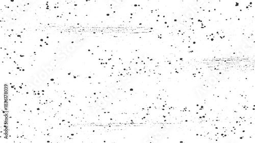 Black ink splatters and grunge texture on white background paint