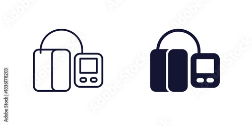 blood pressure monitor icon, BP device line and solid design