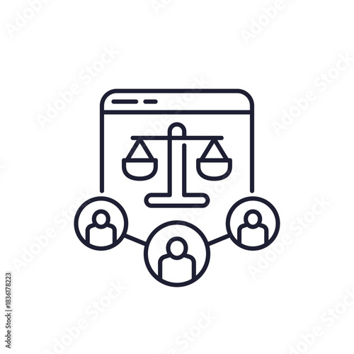 class action line icon, online collective legal case