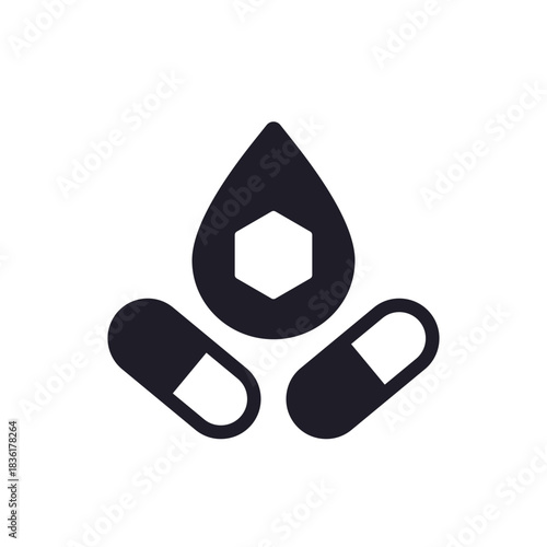 diabetes pills icon, lower blood sugar vector