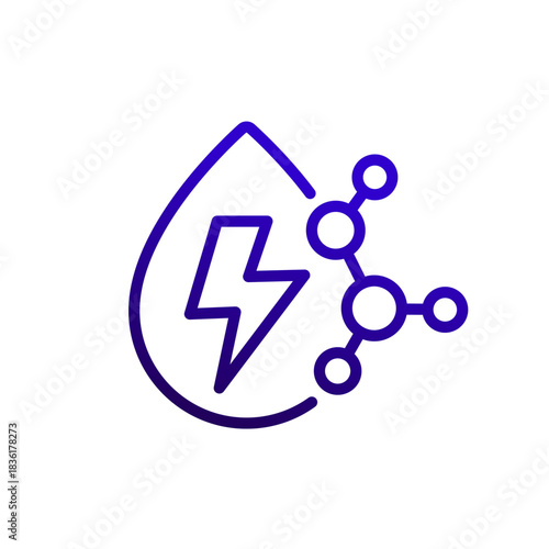 Electrolyte line icon with water drop, vector
