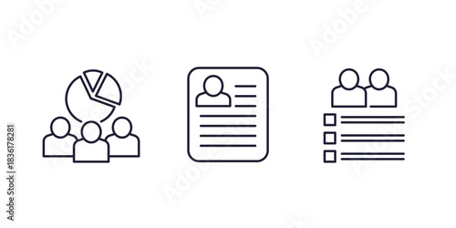 Customer demographics line icons on white