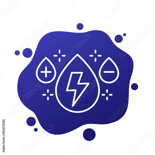 Electrolyte icon with water drops, line vector design
