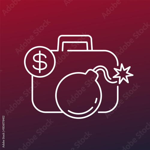 risky portfolio icon, finance and investment line design