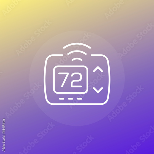smart thermostat icon, line design