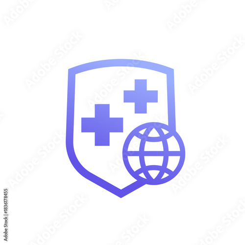 Travel insurance icon, worldwide medical coverage