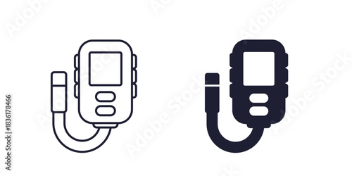 thickness meter icon, line and solid design on white