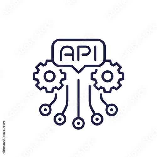 API icon, application programming interface line design on white