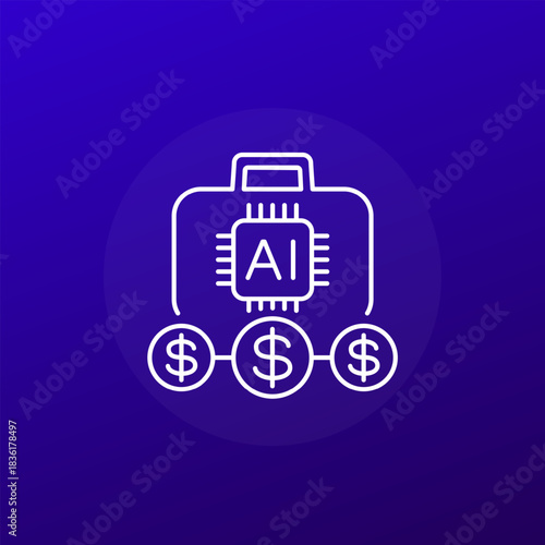 AI investment icon, line design