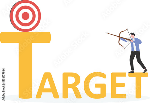 Target word and group of people conveying business concept of target,
