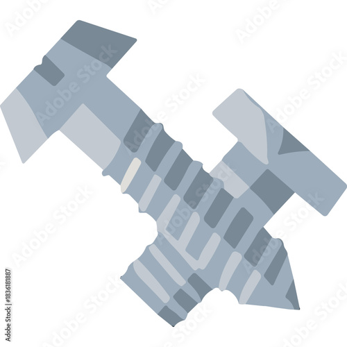 Two Crossed Silver Screws On Black Background Representing Tools And Hardware And Construction Industry Element Of Repair And Building And Engineering