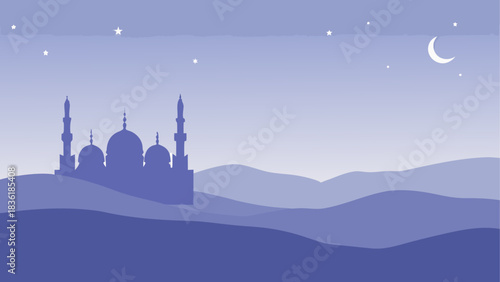 Silhouette of mosque against a night sky view