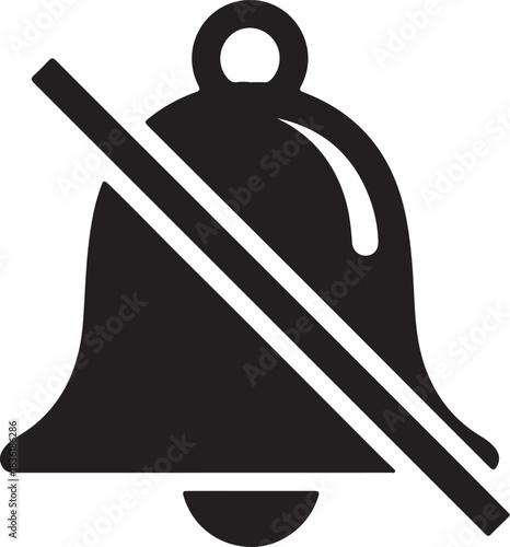 Black silhouette icon of a bell with a diagonal line crossing it, symbolizing silent mode, mute, or no notification