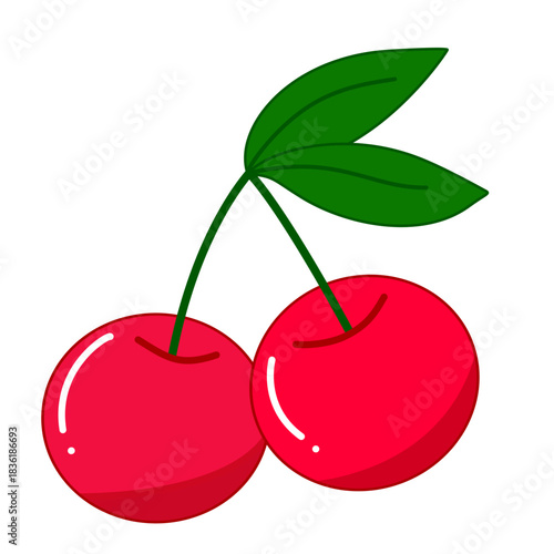 Wallpaper Mural Two Cherries Illustration Torontodigital.ca