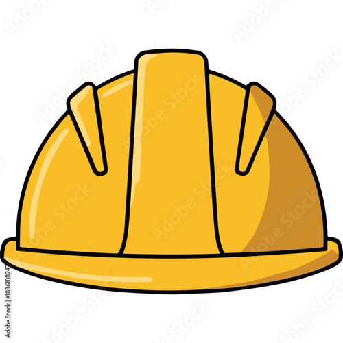 Yellow Hard Hat Safety Helmet With Black Rim And Straps On A Transparent Background Protective Headwear For Construction Work Safety Gear