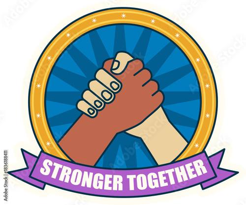 Stronger Together Illustration With Interracial Hands