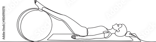  a person using a stability ball for exercise.