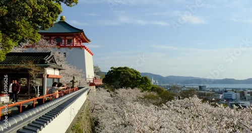 桜咲く紀三井寺と和歌浦　和歌山県　パン映像
