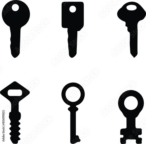six black key  icons set vector illustration design 