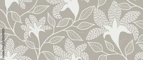 Wallpaper Mural  Floral leaves seamless pattern with dotted flat style.	 Torontodigital.ca