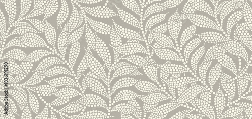 Floral leaf seamless pattern with dotted flat style.	