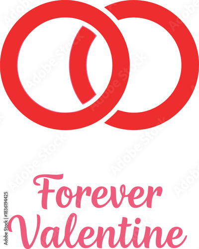Interlocking red rings forever valentine text symbol of eternal love and commitment for valentine s day