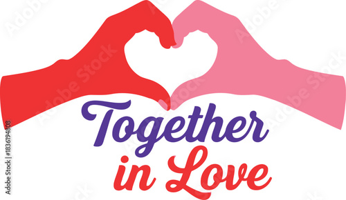 Together in love valentine s day heart hands symbol of unity romance and affection