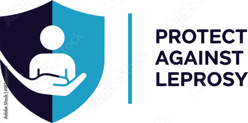 Protect against leprosy shield icon with caring hands and human silhouette world leprosy day awareness