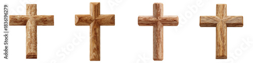 a simple wooden cross with soft grain texture, isolated on white background or PNG, no shadow, clean Christian symbol