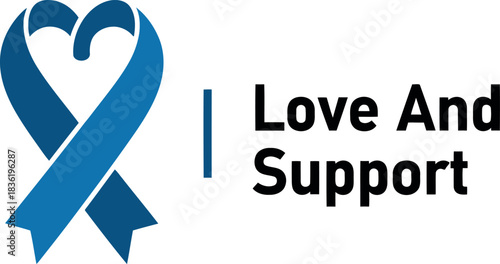 Blue ribbon heart love and support for prostate cancer awareness men s health